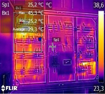 Open electrical DB board during routine inspection and thermal scanning.